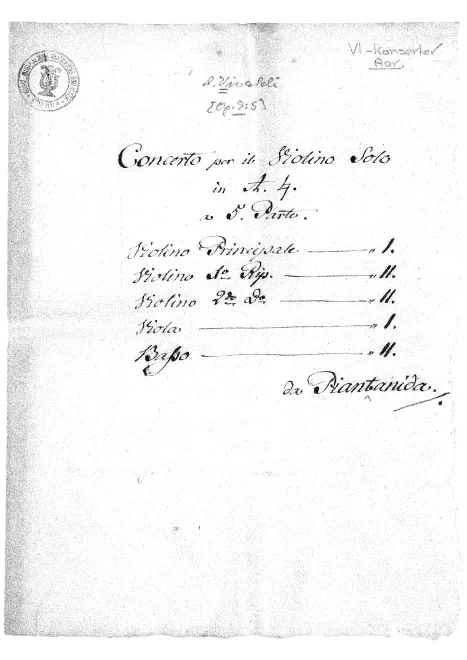 First page of Violin Concerto in A minor