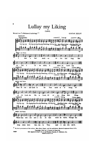 First page of Lullay My Liking