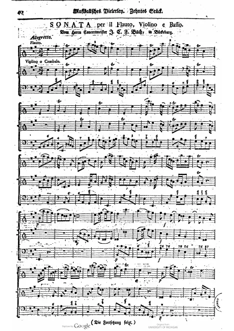 First page of Trio Sonata in A major