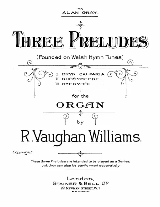 First page of 3 Preludes Founded on Welsh Hymn Tunes
