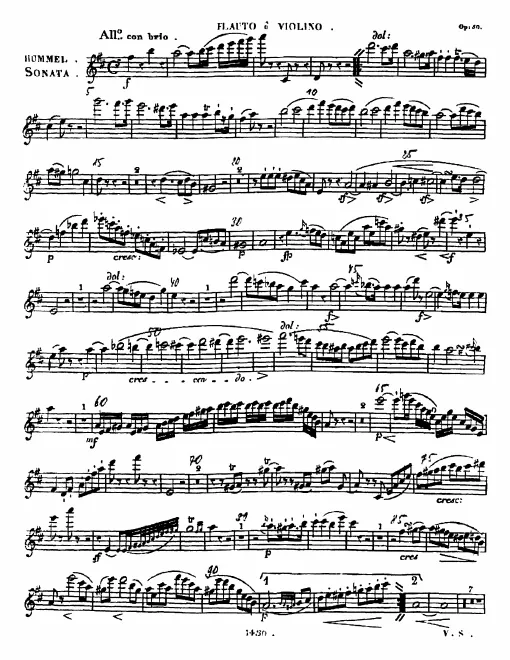First page of Sonate pour le pianoforte avec accompagnement de Flute ou Violon
