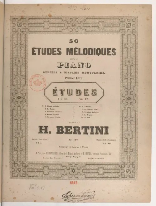 First page of 50 Études mélodiques