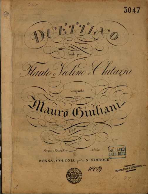 First page of Duettino Facile pour Flauto o Violino e Chitarra