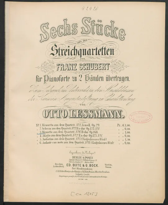 First page of String Quartet in B♭ major