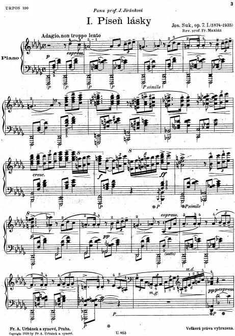 First page of Klavírní skladby [Piano Pieces]