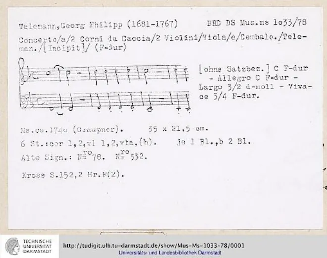 First page of Concerto for 2 Horns, TWV 52:F4