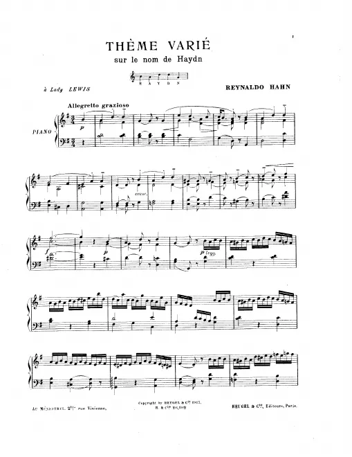 First page of Thème varié sur le nom de Haydn
