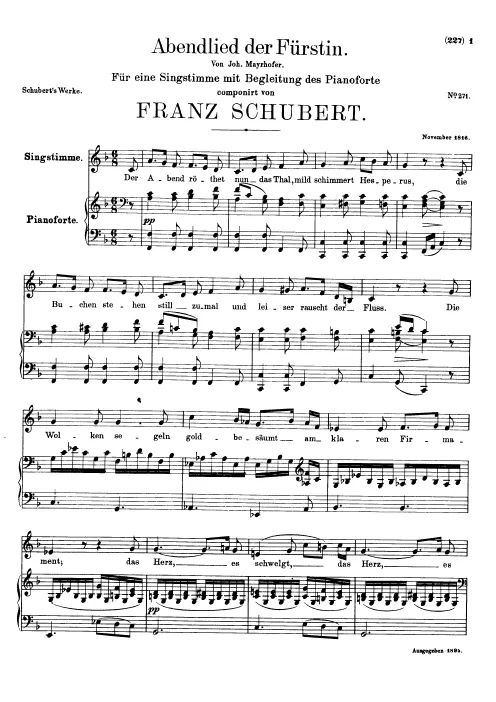 First page of Abendlied der Fürstin