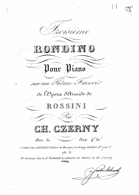 First page of Rondino No.3 sur un thème favori de 'Armide'