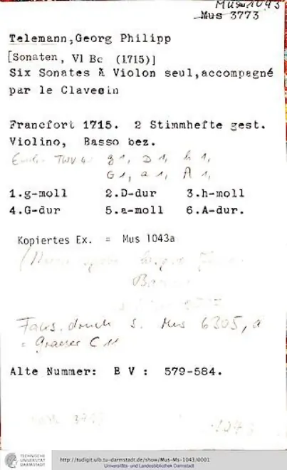 First page of Six sonates à violon seul, accompagné par le clavessin