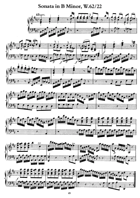 First page of Keyboard Sonata in B minor