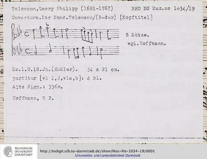 First page of Ouverture-Suite, TWV 55:B2
