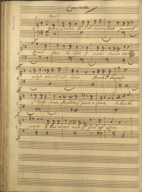 First page of Young Damon tired with amorous heat