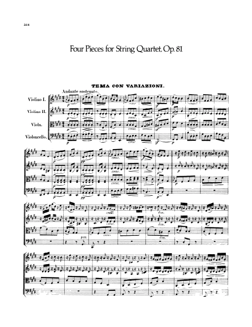 First page of 4 Pieces for String Quartet