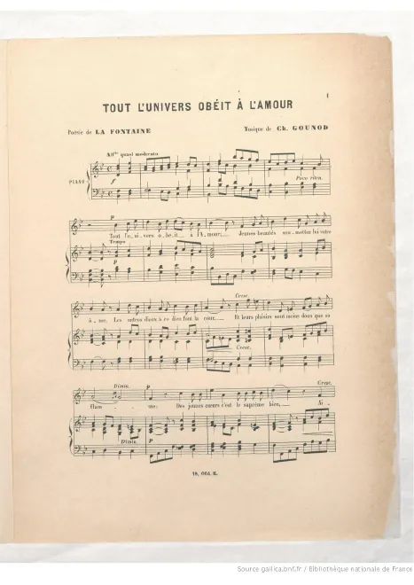 First page of Tout l'univers obéit à l'amour