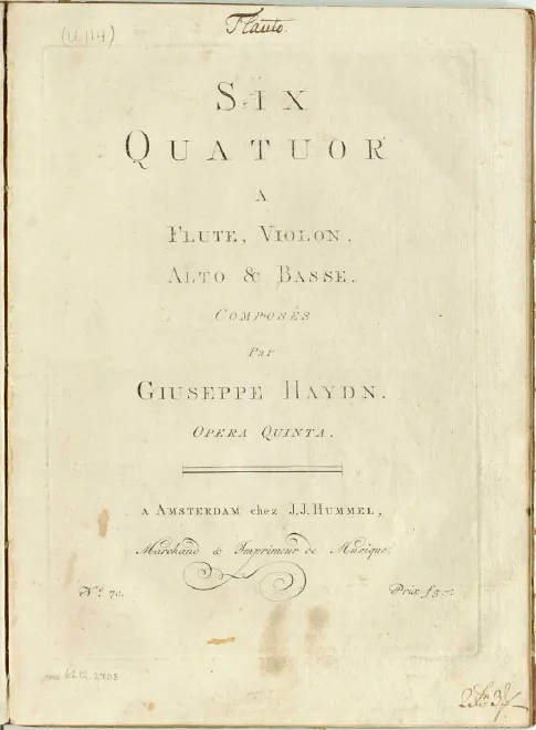 First page of 6 Quartets for Flute and Strings