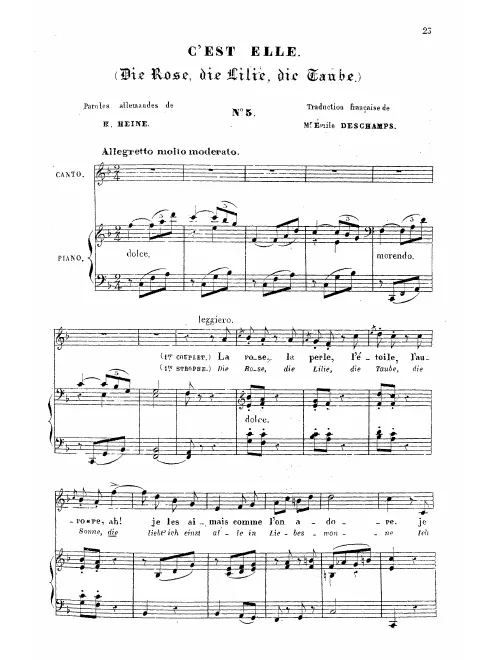 First page of Die Rose, die Lilie, die Taube