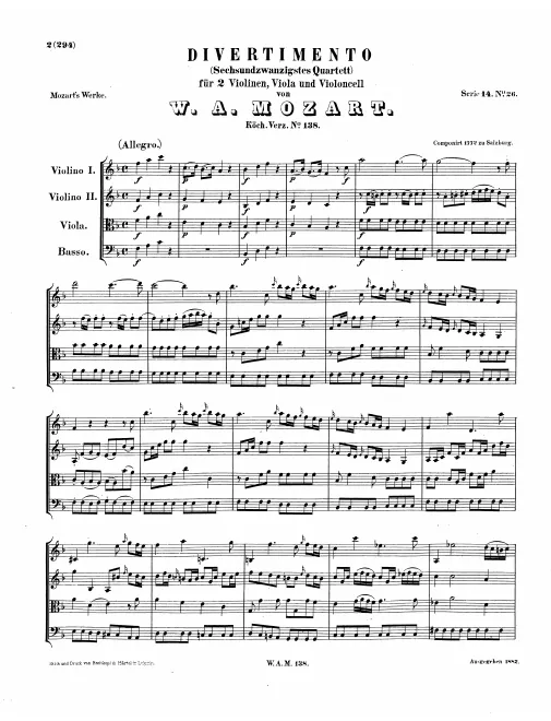 First page of Divertimento