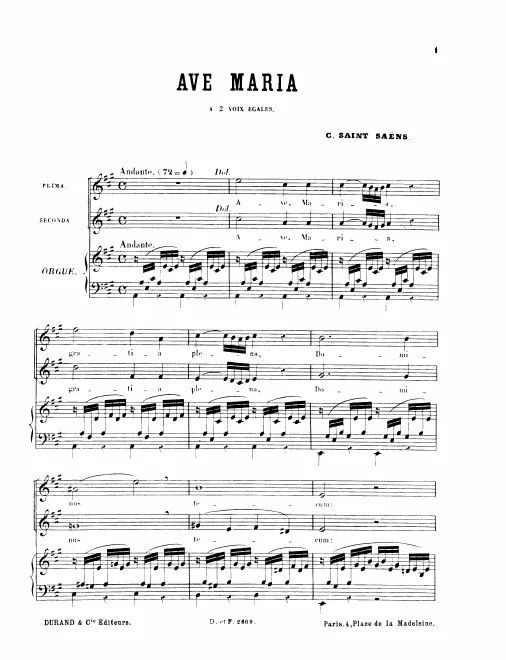 First page of Ave Maria in A major