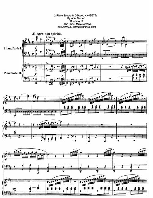 First page of Sonata for Two Pianos