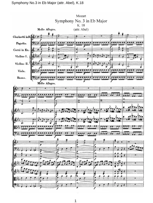 First page of Symphony No.3 in E-flat major