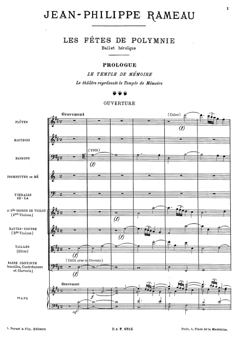 First page of Les Fêtes de Polymnie
