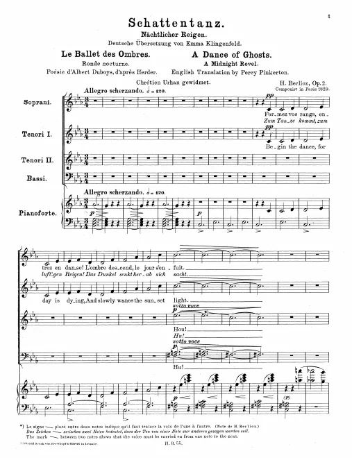 First page of Le ballet des ombres