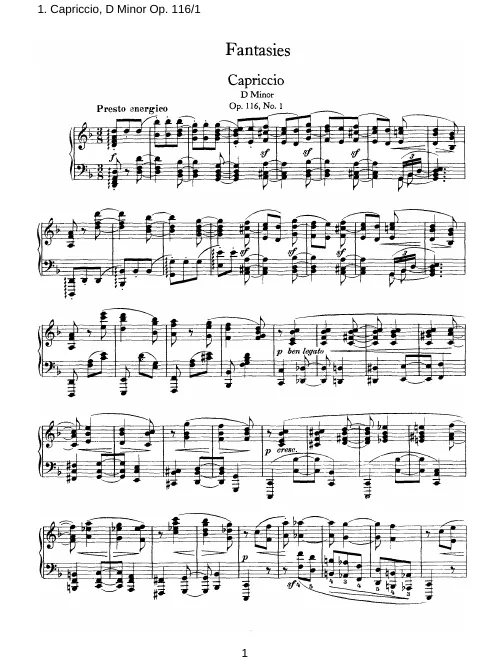 First page of Sieben Fantasien
