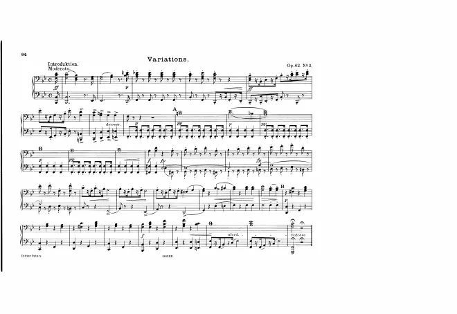 First page of Introduction, Variations and Finale