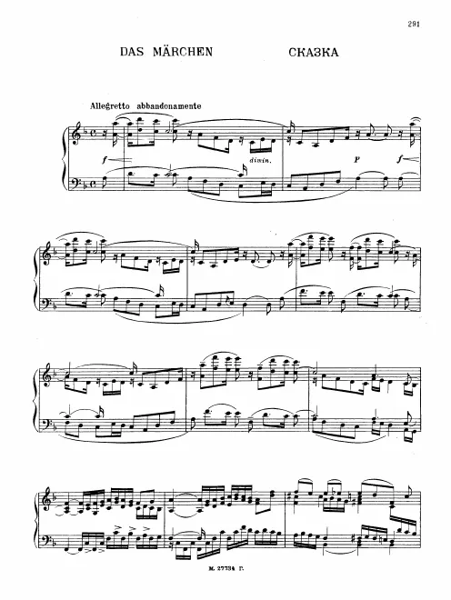 First page of Tale in D minor