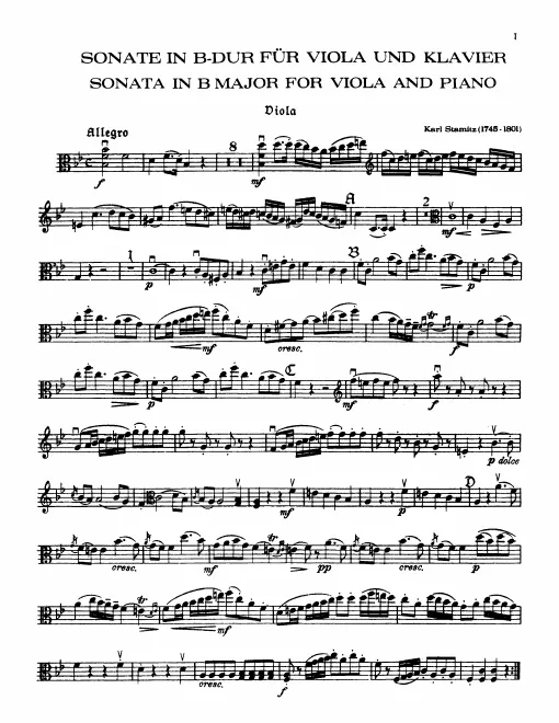 First page of Viola Sonata in B-flat major