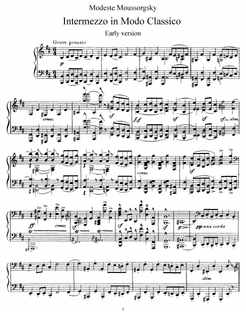 First page of Intermezzo in Modo Classico