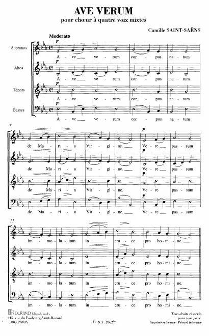 First page of Ave Verum in E-flat (ca. 1860)