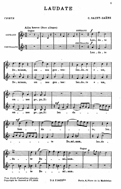 First page of Laudate Dominum, Op.149