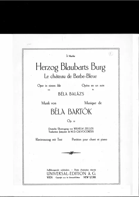 First page of A kékszakállú herceg vára