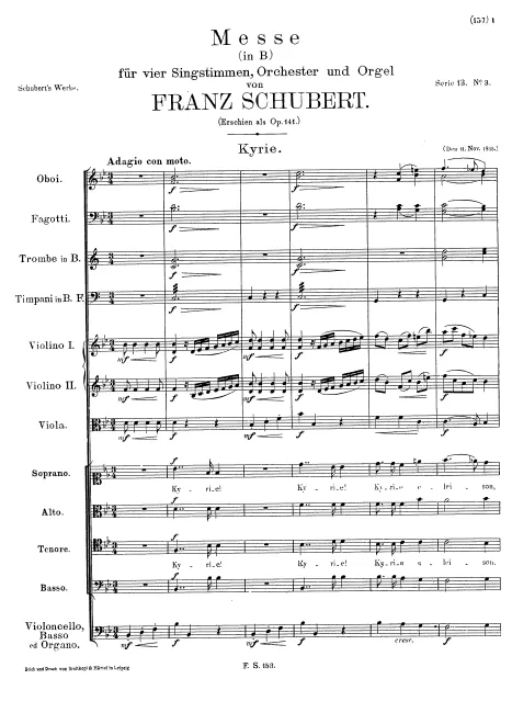 First page of Mass in B-flat major