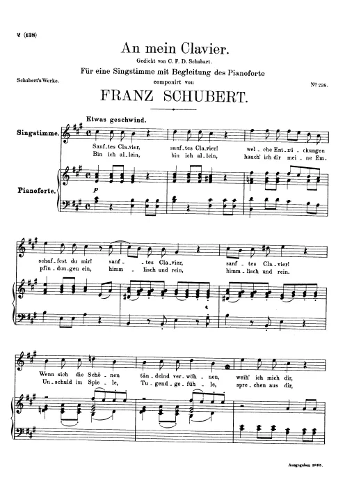 First page of An mein Klavier, D.342