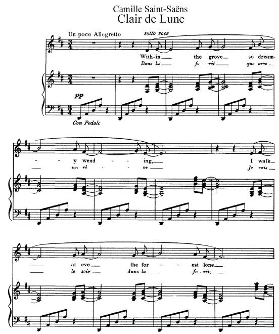 First page of Clair de lune