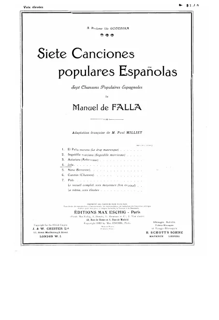 First page of Siete canciones populares españolas