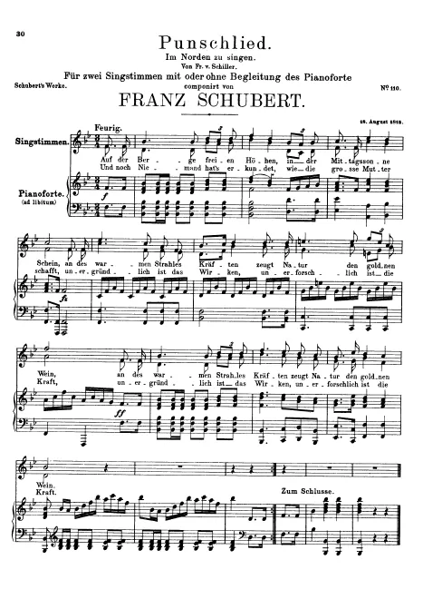 First page of Punschlied. Im Norden zu singen