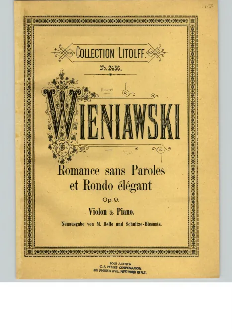 First page of Romance sans Paroles