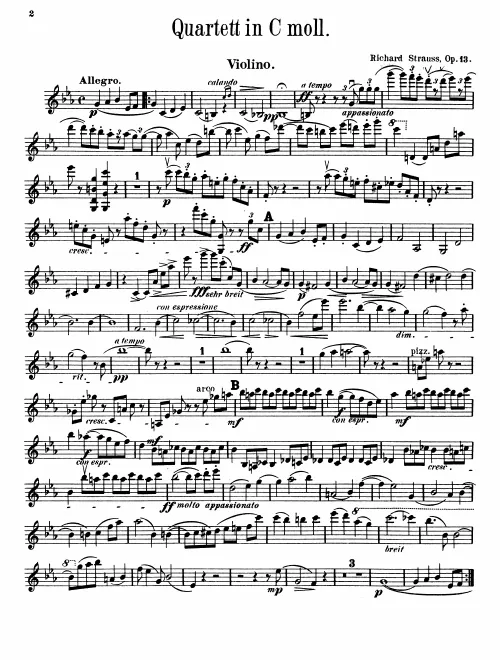 First page of Piano Quartet