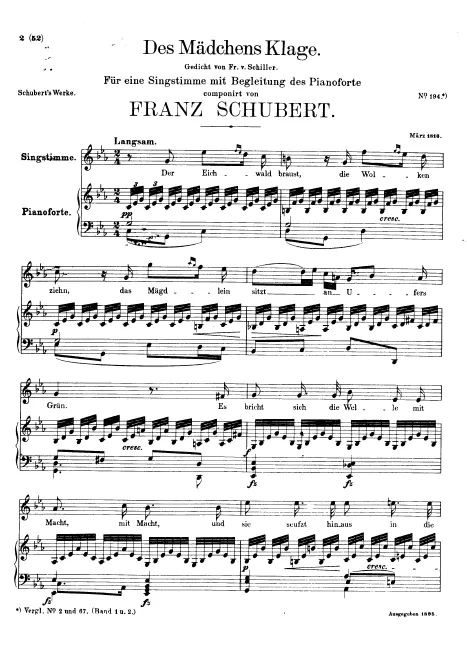 First page of Des Mädchens Klage