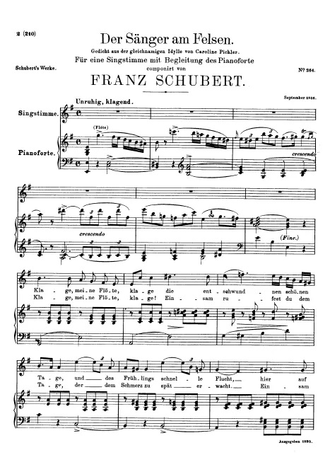 First page of Der Sänger am Felsen
