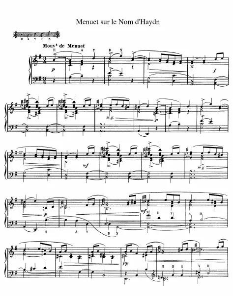 First page of Menuet sur le nom d'Haydn
