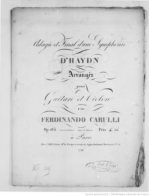 First page of Adagio et final d'une symphonie d'Haydn
