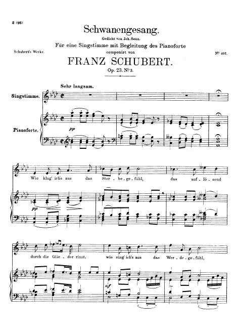 First page of Schwanengesang