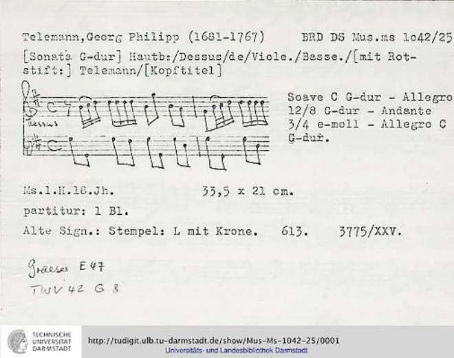 First page of Trio Sonata in G major