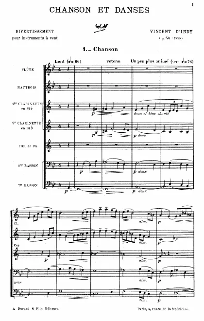 First page of Chanson et danses