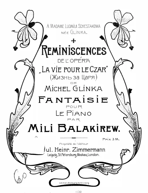 First page of Reminiscences from Glinka's Opera 'A Life for the Tsar'